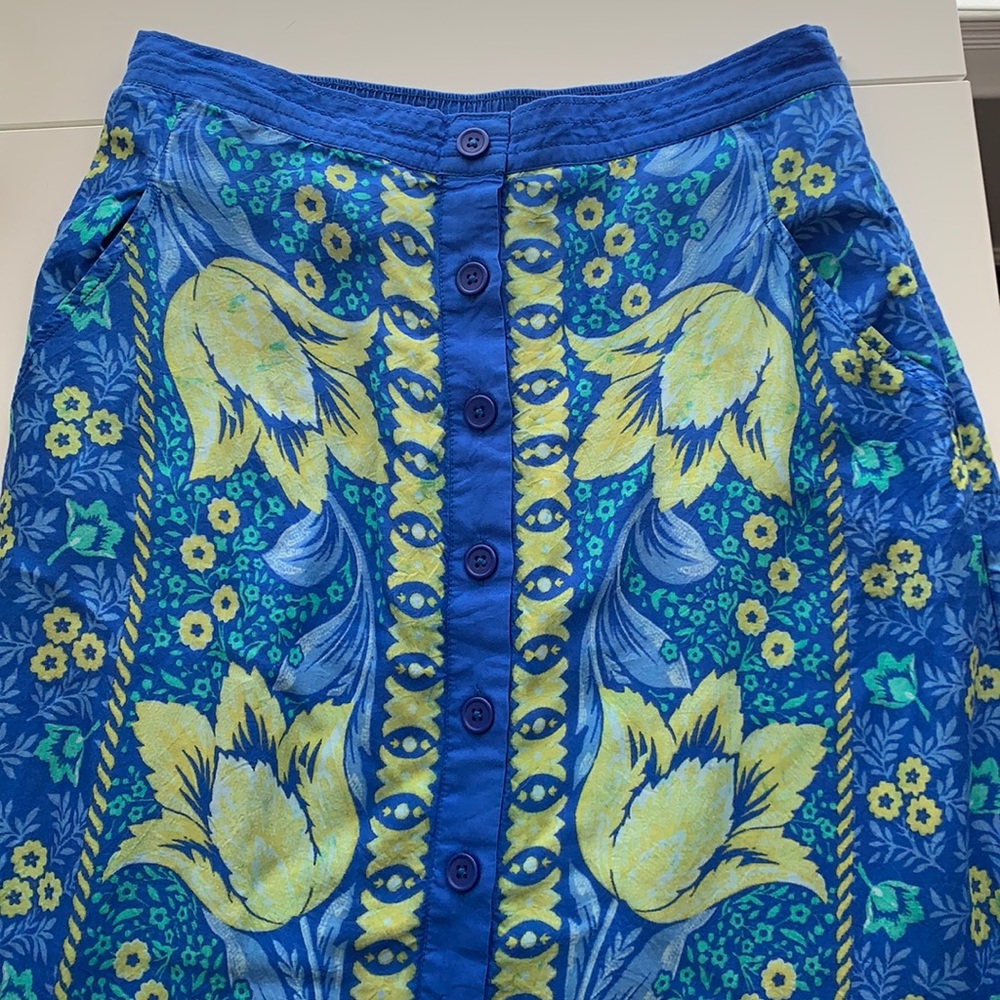 Anthropologie Floral Button Front Maxi Skirt
